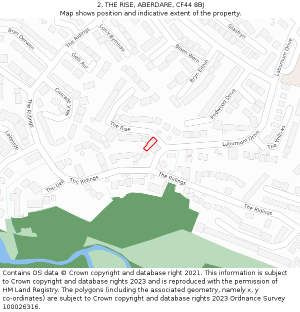 2, THE RISE, ABERDARE, CF44 8BJ: Location map and indicative extent of plot