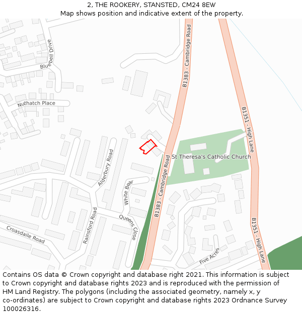 2, THE ROOKERY, STANSTED, CM24 8EW: Location map and indicative extent of plot