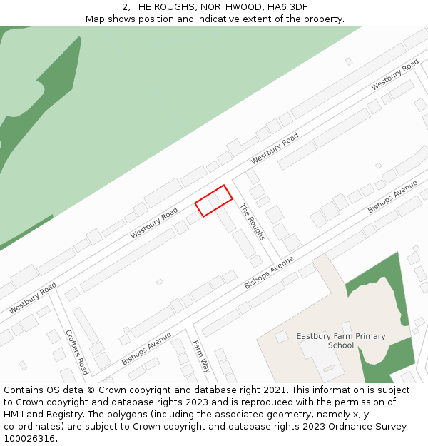 2, THE ROUGHS, NORTHWOOD, HA6 3DF: Location map and indicative extent of plot