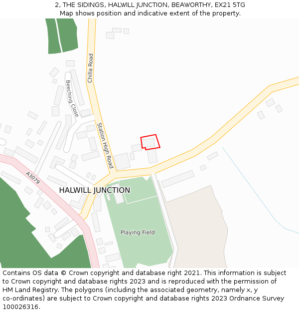 2, THE SIDINGS, HALWILL JUNCTION, BEAWORTHY, EX21 5TG: Location map and indicative extent of plot