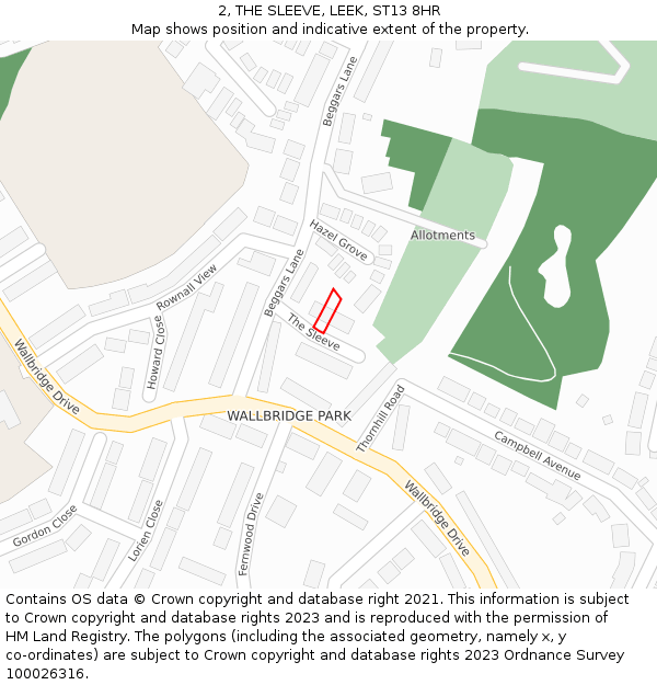 2, THE SLEEVE, LEEK, ST13 8HR: Location map and indicative extent of plot