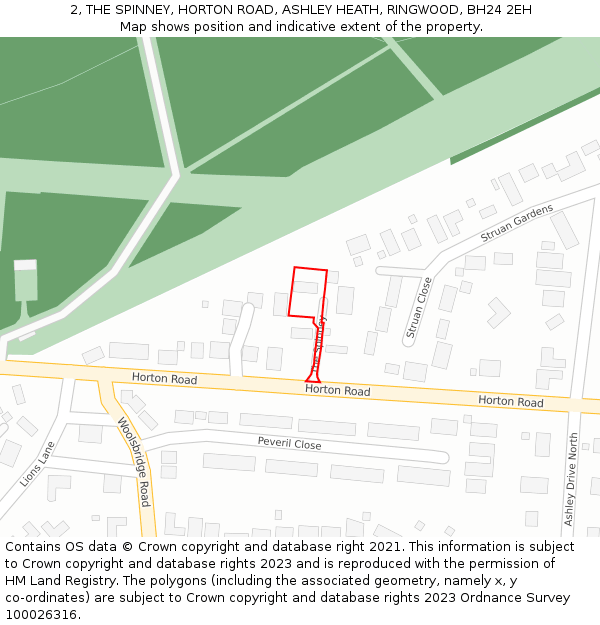 2, THE SPINNEY, HORTON ROAD, ASHLEY HEATH, RINGWOOD, BH24 2EH: Location map and indicative extent of plot