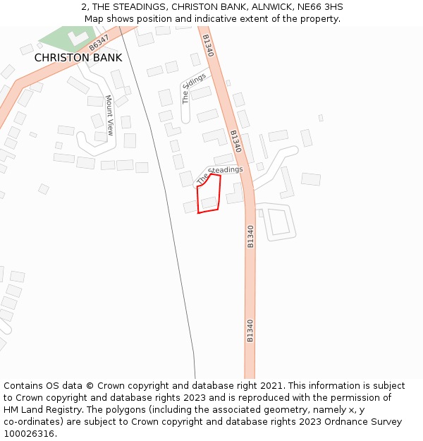 2, THE STEADINGS, CHRISTON BANK, ALNWICK, NE66 3HS: Location map and indicative extent of plot