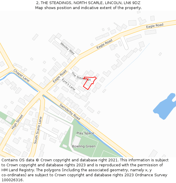 2, THE STEADINGS, NORTH SCARLE, LINCOLN, LN6 9DZ: Location map and indicative extent of plot