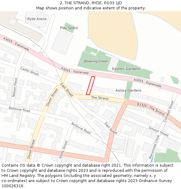 2, THE STRAND, RYDE, PO33 1JD: Location map and indicative extent of plot