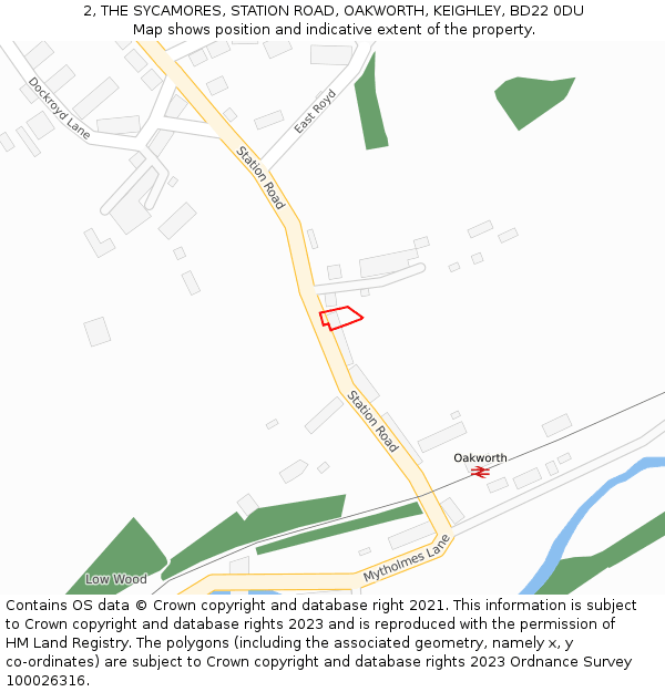 2, THE SYCAMORES, STATION ROAD, OAKWORTH, KEIGHLEY, BD22 0DU: Location map and indicative extent of plot