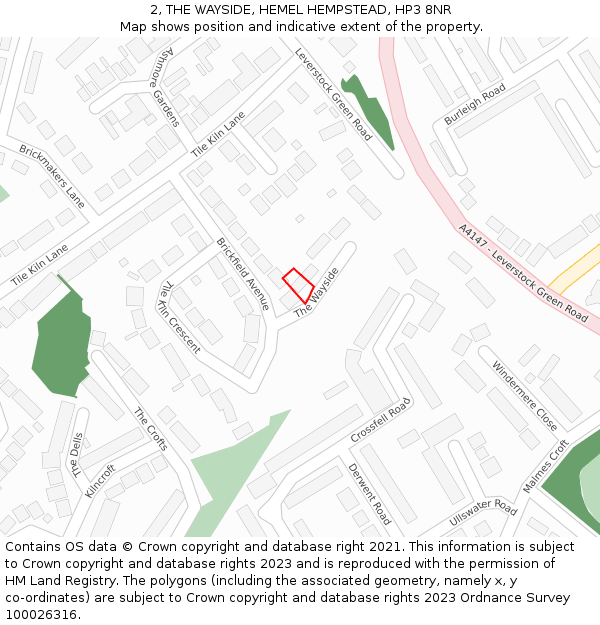 2, THE WAYSIDE, HEMEL HEMPSTEAD, HP3 8NR: Location map and indicative extent of plot