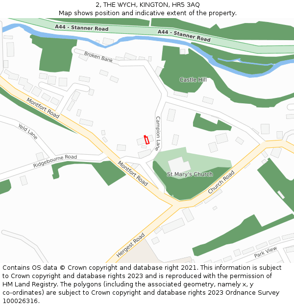 2, THE WYCH, KINGTON, HR5 3AQ: Location map and indicative extent of plot