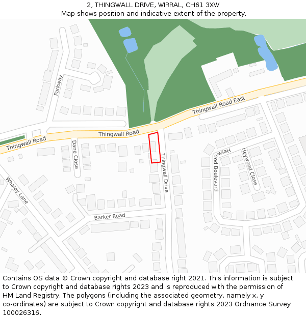 2, THINGWALL DRIVE, WIRRAL, CH61 3XW: Location map and indicative extent of plot