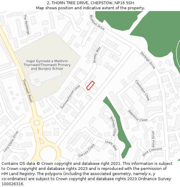 2, THORN TREE DRIVE, CHEPSTOW, NP16 5SH: Location map and indicative extent of plot