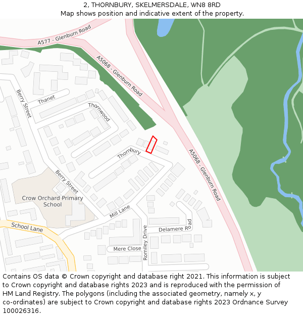 2, THORNBURY, SKELMERSDALE, WN8 8RD: Location map and indicative extent of plot