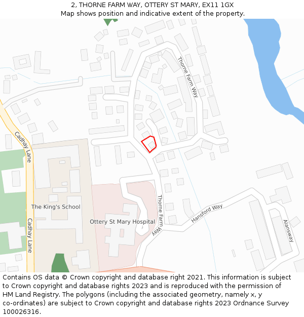 2, THORNE FARM WAY, OTTERY ST MARY, EX11 1GX: Location map and indicative extent of plot