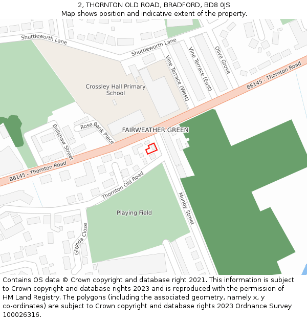 2, THORNTON OLD ROAD, BRADFORD, BD8 0JS: Location map and indicative extent of plot