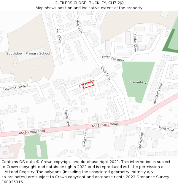 2, TILERS CLOSE, BUCKLEY, CH7 2JQ: Location map and indicative extent of plot