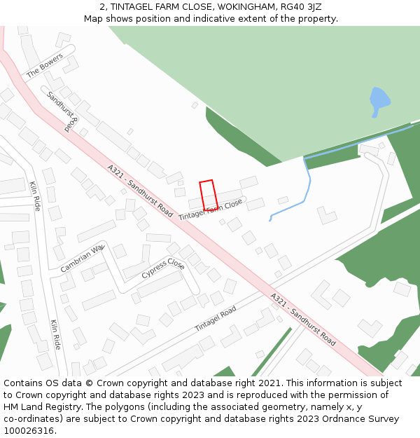 2, TINTAGEL FARM CLOSE, WOKINGHAM, RG40 3JZ: Location map and indicative extent of plot