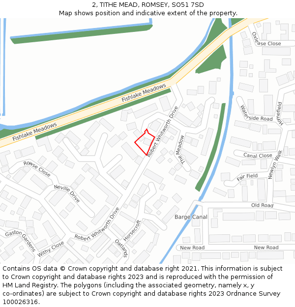 2, TITHE MEAD, ROMSEY, SO51 7SD: Location map and indicative extent of plot