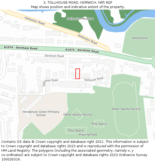 2, TOLLHOUSE ROAD, NORWICH, NR5 8QF: Location map and indicative extent of plot