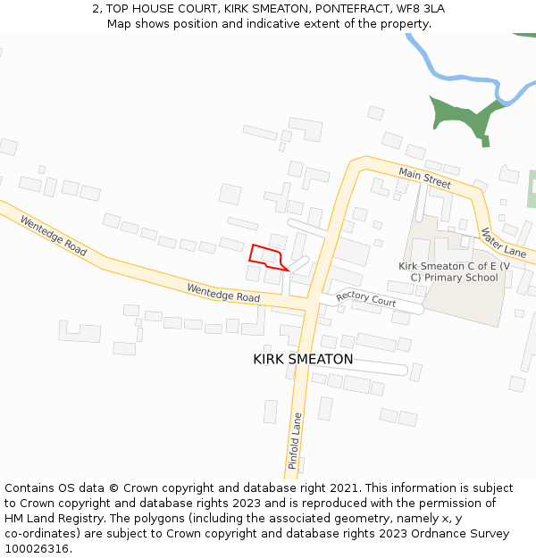 2, TOP HOUSE COURT, KIRK SMEATON, PONTEFRACT, WF8 3LA: Location map and indicative extent of plot