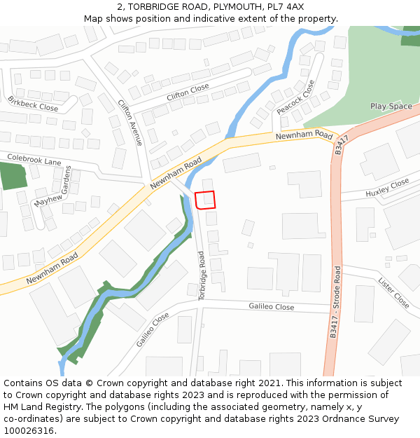 2, TORBRIDGE ROAD, PLYMOUTH, PL7 4AX: Location map and indicative extent of plot