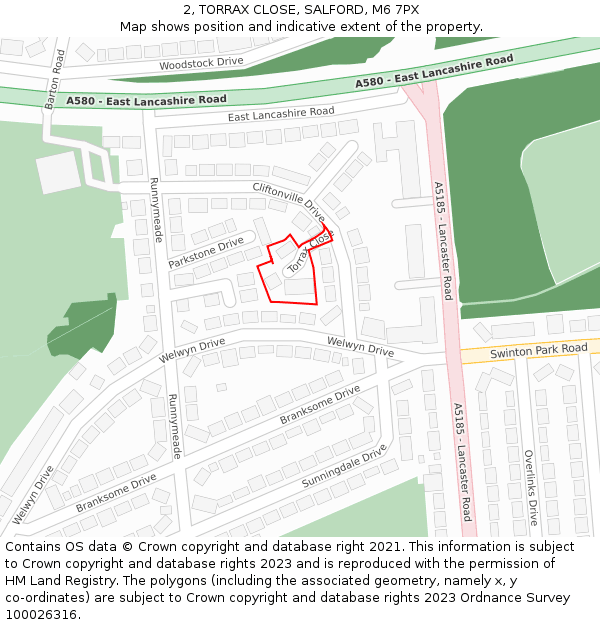 2, TORRAX CLOSE, SALFORD, M6 7PX: Location map and indicative extent of plot