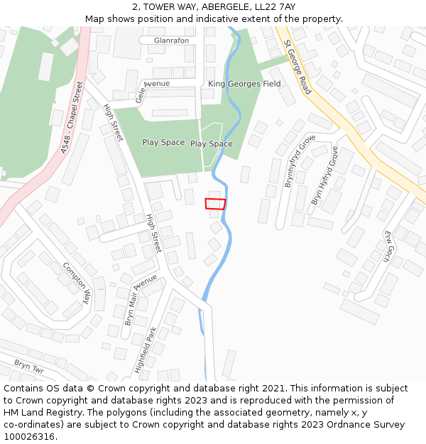 2, TOWER WAY, ABERGELE, LL22 7AY: Location map and indicative extent of plot