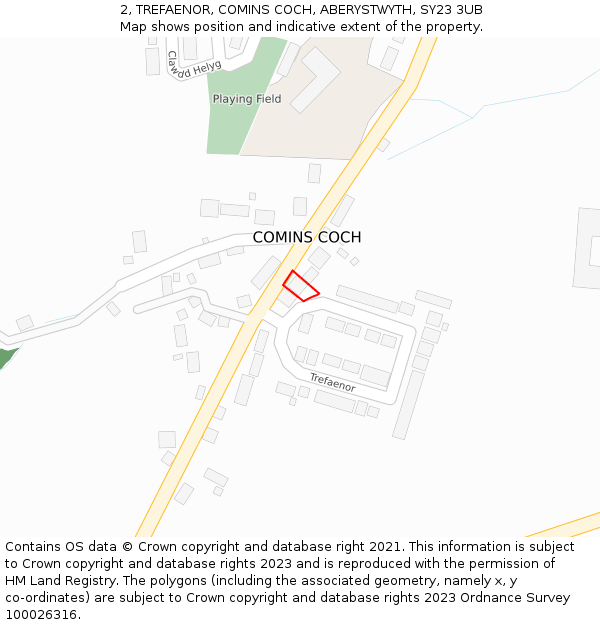 2, TREFAENOR, COMINS COCH, ABERYSTWYTH, SY23 3UB: Location map and indicative extent of plot