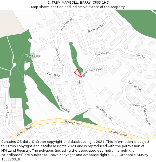 2, TREM MAPGOLL, BARRY, CF63 1HD: Location map and indicative extent of plot