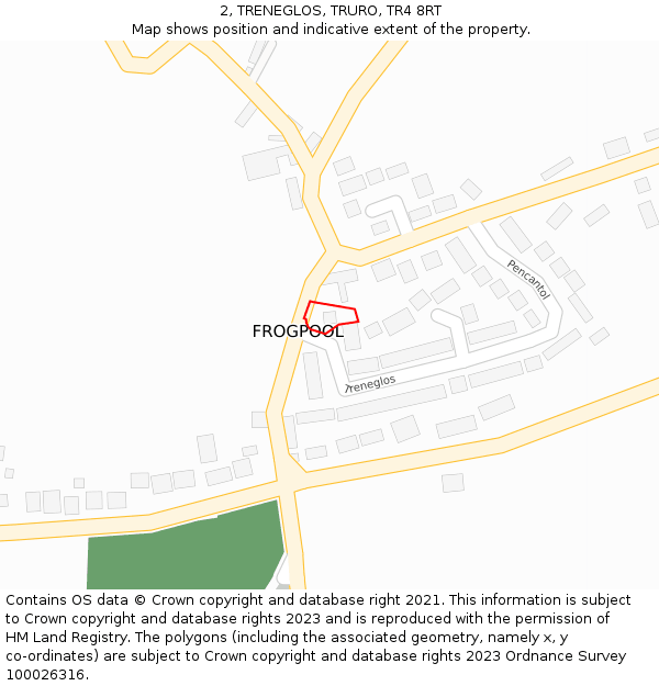 2, TRENEGLOS, TRURO, TR4 8RT: Location map and indicative extent of plot