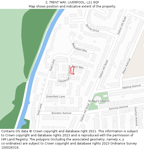 2, TRENT WAY, LIVERPOOL, L21 9QF: Location map and indicative extent of plot