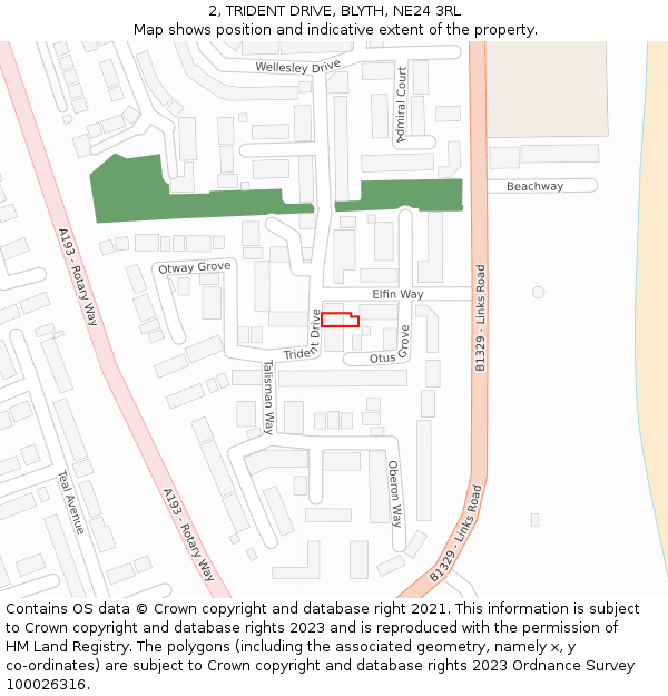 2, TRIDENT DRIVE, BLYTH, NE24 3RL: Location map and indicative extent of plot