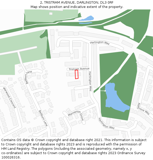 2, TRISTRAM AVENUE, DARLINGTON, DL3 0RF: Location map and indicative extent of plot