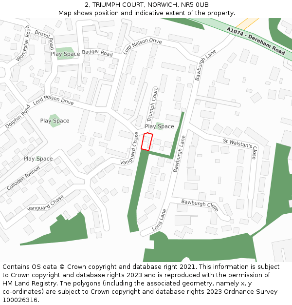 2, TRIUMPH COURT, NORWICH, NR5 0UB: Location map and indicative extent of plot