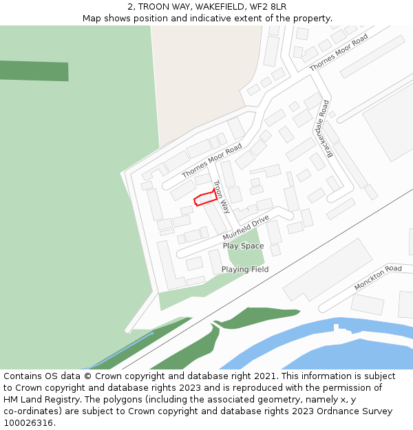 2, TROON WAY, WAKEFIELD, WF2 8LR: Location map and indicative extent of plot