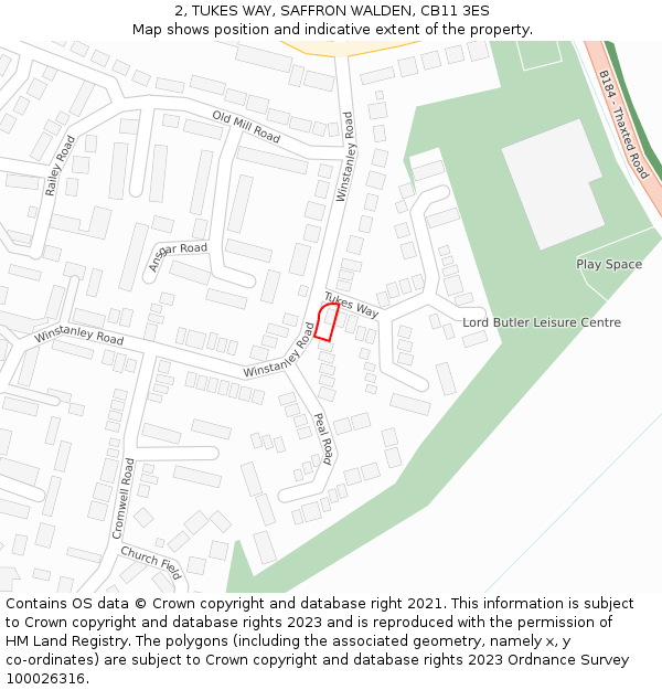 2, TUKES WAY, SAFFRON WALDEN, CB11 3ES: Location map and indicative extent of plot