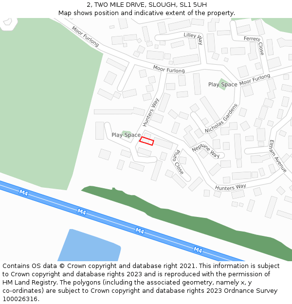 2, TWO MILE DRIVE, SLOUGH, SL1 5UH: Location map and indicative extent of plot
