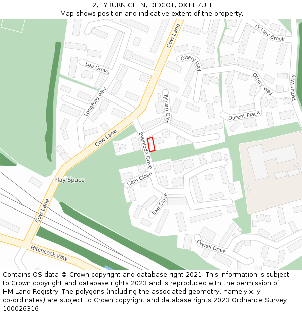 2, TYBURN GLEN, DIDCOT, OX11 7UH: Location map and indicative extent of plot