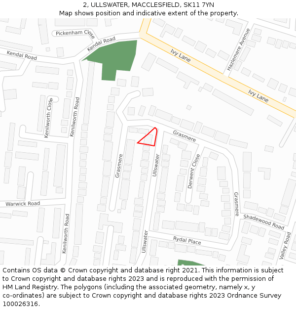 2, ULLSWATER, MACCLESFIELD, SK11 7YN: Location map and indicative extent of plot