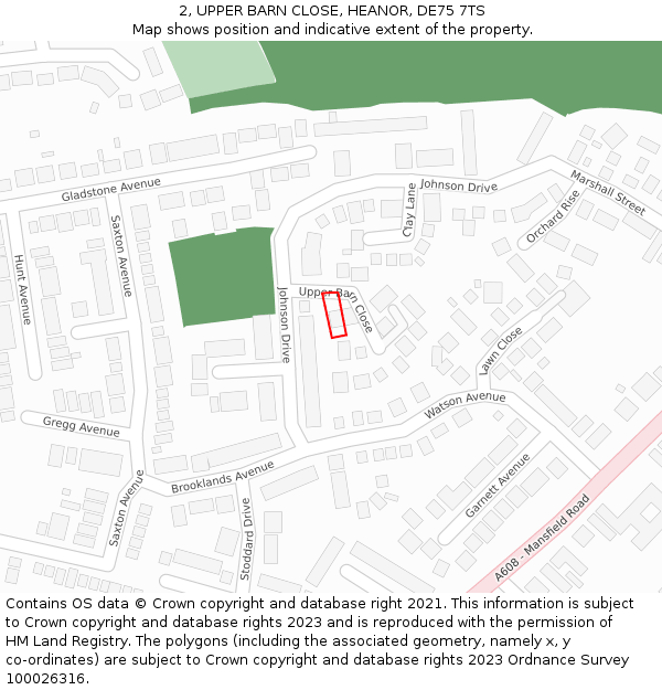 2, UPPER BARN CLOSE, HEANOR, DE75 7TS: Location map and indicative extent of plot
