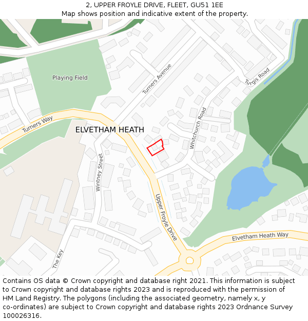 2, UPPER FROYLE DRIVE, FLEET, GU51 1EE: Location map and indicative extent of plot