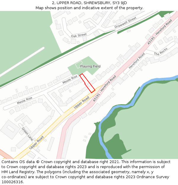 2, UPPER ROAD, SHREWSBURY, SY3 9JD: Location map and indicative extent of plot