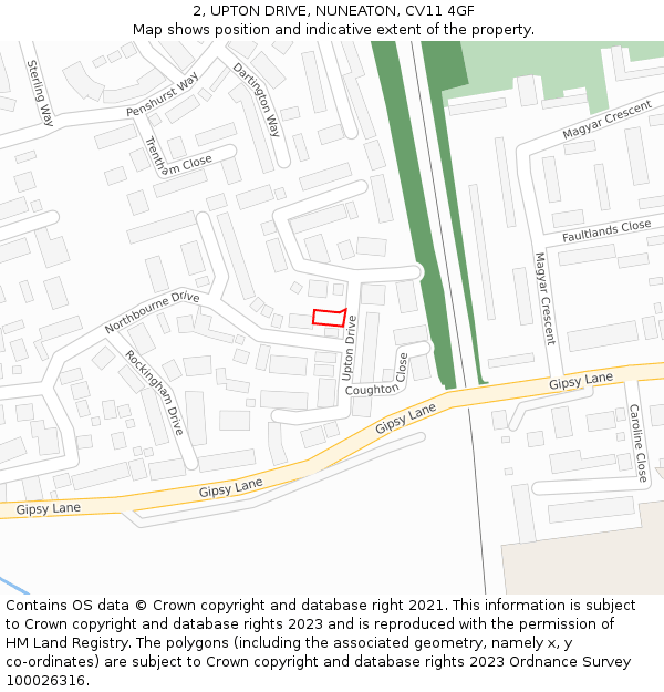 2, UPTON DRIVE, NUNEATON, CV11 4GF: Location map and indicative extent of plot