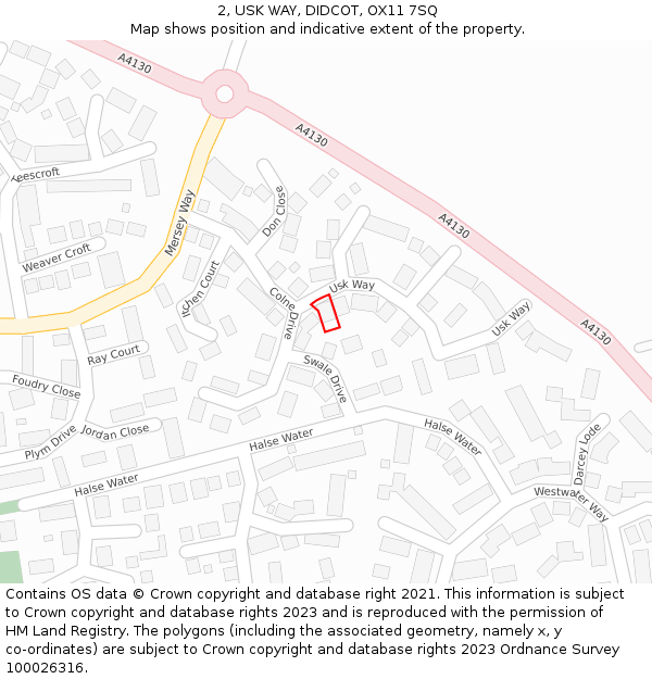 2, USK WAY, DIDCOT, OX11 7SQ: Location map and indicative extent of plot