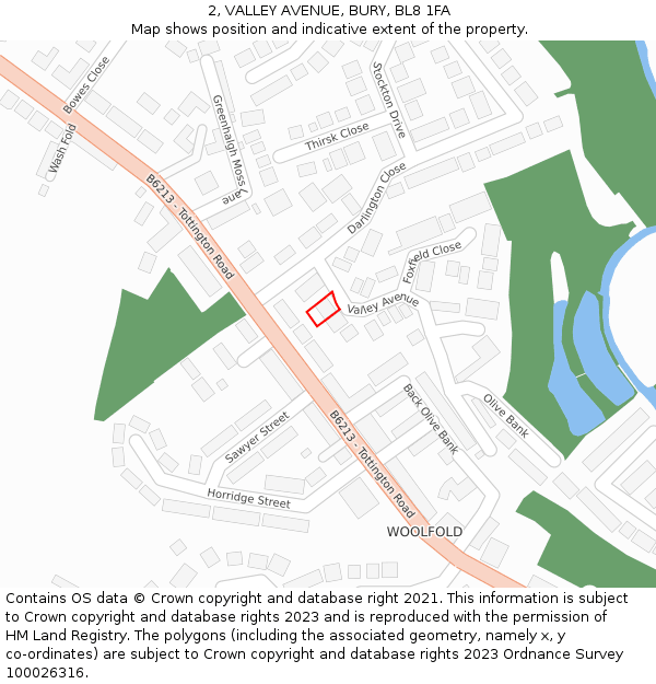 2, VALLEY AVENUE, BURY, BL8 1FA: Location map and indicative extent of plot