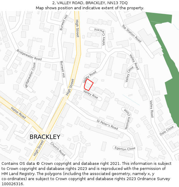 2, VALLEY ROAD, BRACKLEY, NN13 7DQ: Location map and indicative extent of plot