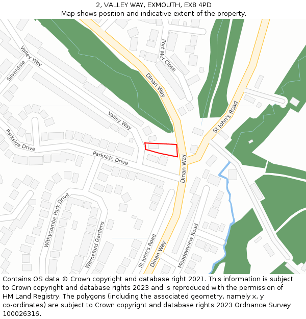 2, VALLEY WAY, EXMOUTH, EX8 4PD: Location map and indicative extent of plot