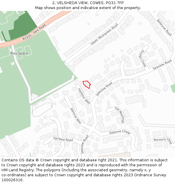 2, VELSHEDA VIEW, COWES, PO31 7FP: Location map and indicative extent of plot