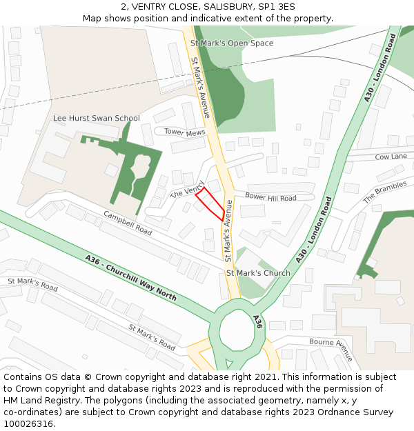 2, VENTRY CLOSE, SALISBURY, SP1 3ES: Location map and indicative extent of plot