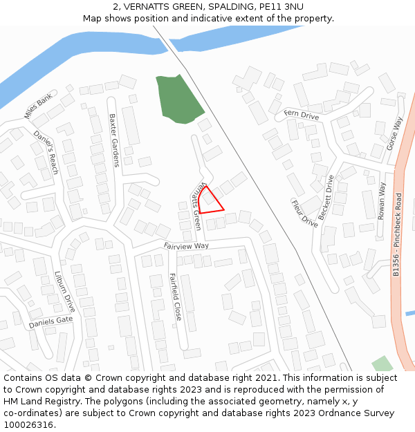 2, VERNATTS GREEN, SPALDING, PE11 3NU: Location map and indicative extent of plot