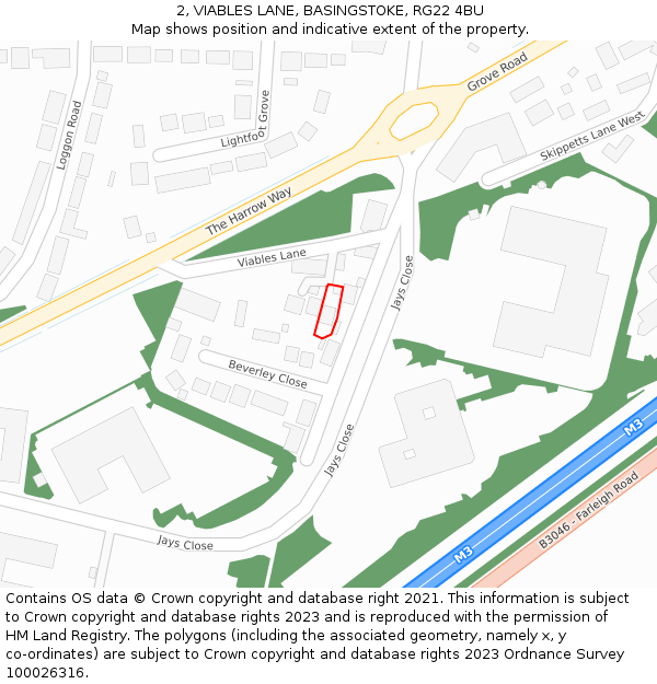 2, VIABLES LANE, BASINGSTOKE, RG22 4BU: Location map and indicative extent of plot