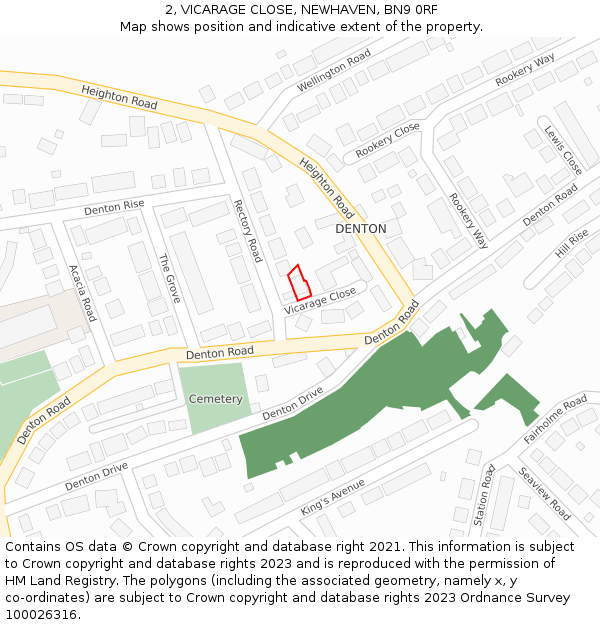 2, VICARAGE CLOSE, NEWHAVEN, BN9 0RF: Location map and indicative extent of plot